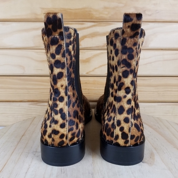 Rebecca Minkoff 7 US Sabeen Too Chelsea Boots Leopard Print Cow Fur Booties NEW - Picture 3 of 12
